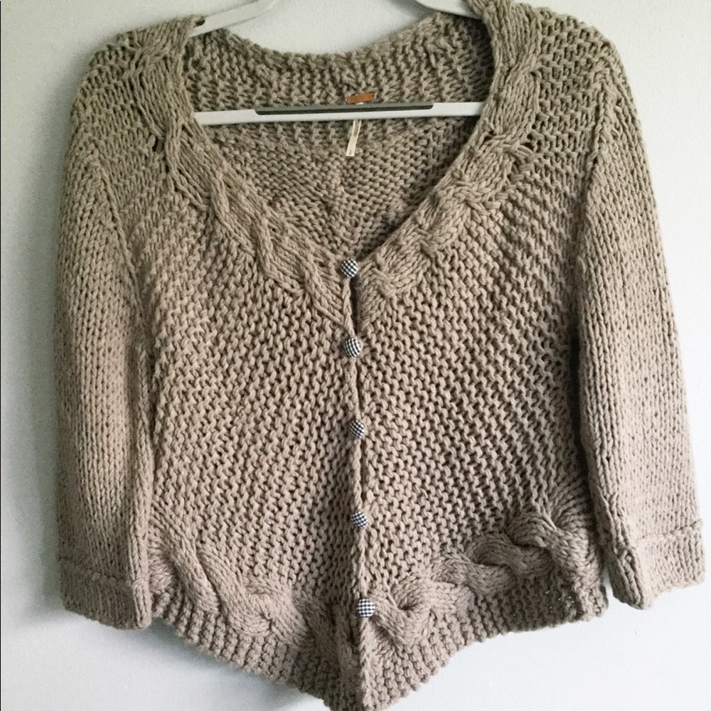 Anthropologie Free People Plaid Button Sweater